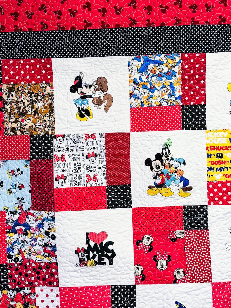 Disney Patchwork Disney Character Quilt - Etsy