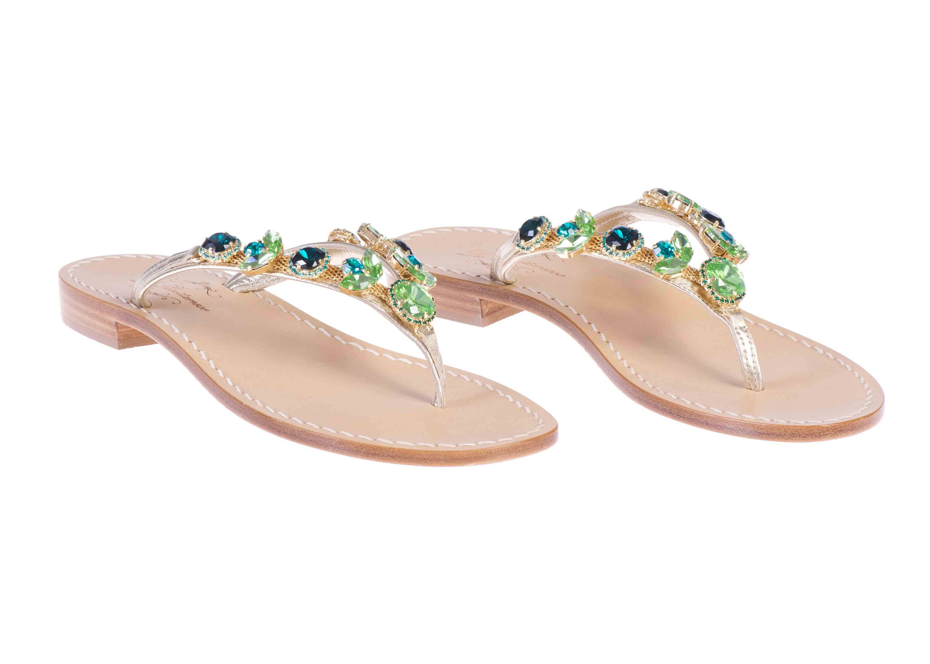 MADE IN ITALY Artisan Made Jeweled Sandals W Tuscan Leather. - Etsy