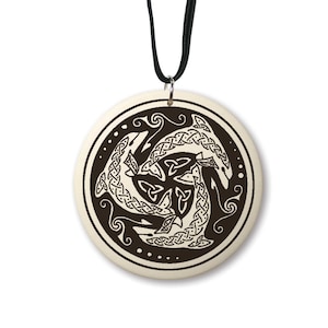 Nehalennia round porcelain pendant