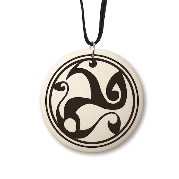 Spirals round porcelain pendant