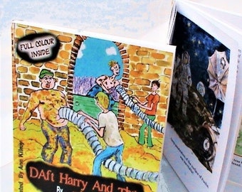 Riotous, vile & smelly capers for children as Daft Harry fights Tiger-Striped Goons (wasps) and jewel thieves on a Lincolnshire farm.