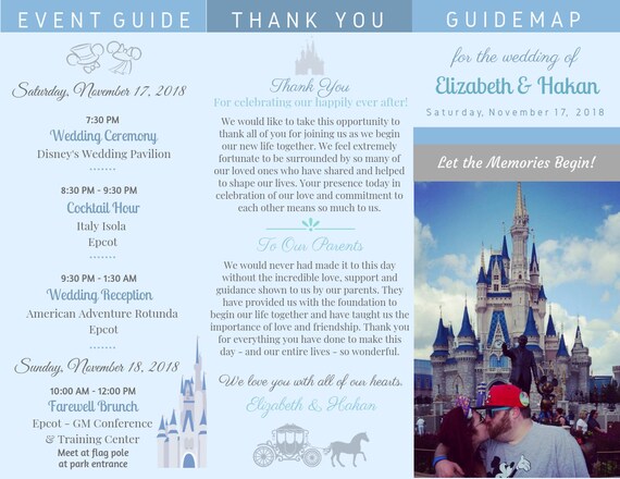 Disney Wedding Program Guide Map Brochures Completely Custom Etsy
