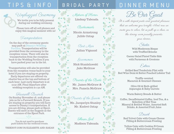 Disney Wedding Program Guide Map Brochures Completely Custom Etsy