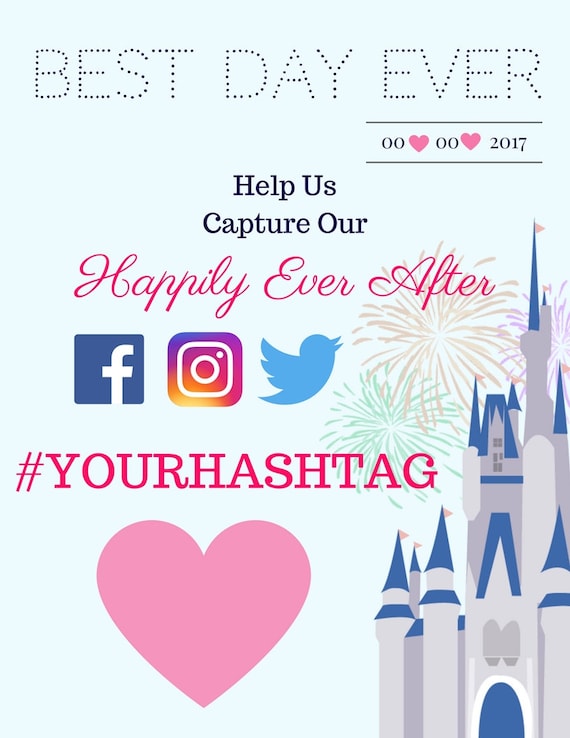Disney Hashtag best Day Ever Wedding Sign Etsy