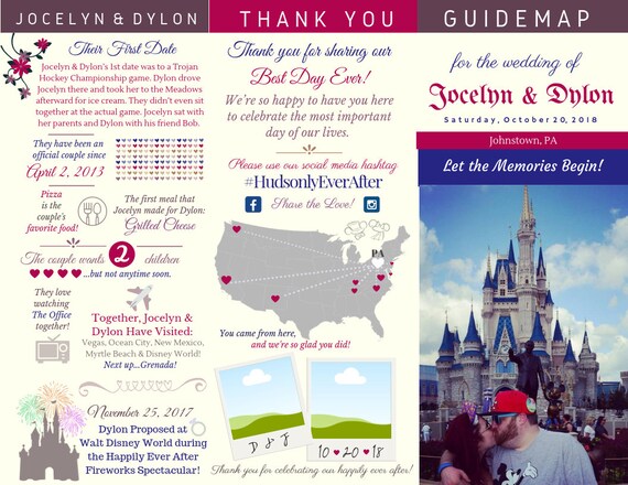 Disney Wedding Program Guide Map Brochures Completely Custom Etsy