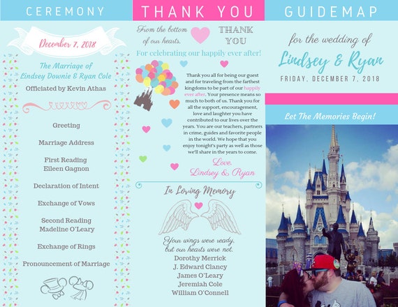 Disney Wedding Program Guide Map Brochures Completely Custom Etsy