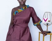 Eno African Print One-Shoulder Dress African print dress, Ankara one shoulder dress, African wax dress