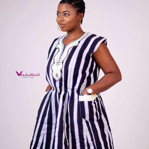 Daliri Sleeveless Smock Midi Dress| smock Dress | Women Batakari dress | African Smock Dress | Ghana Smock Dress | Ankara designs