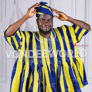 2# Kariwana– Nordghana Kittel | Afrikanische Herren Fugu Batakari Jacke, Smock Kente für Männer, Ghana Smock, Ghana Batakari, Ghana Fugu Smock