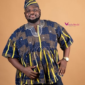 Mbo - Classic Hand Woven Traditional Ghana Smocks | North Ghana Smock Kente, Ghana Batakari, Ghana Fugu smock, African Men’s Fugu Batakari,
