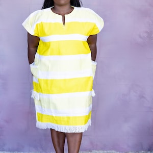 Dimah Smock Dress With Fringes |African Smock Dress |Ghana Smock  Fugu Dress |African tunic | African Fabric |Women Batakari Dress