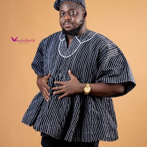 Naawuni - Royal African Male’s Smock| African Men’s Fugu Batakari Jacket,Smock Kente for Men, Ghana Smock, Ghana Batakari, Ghana Fugu smock