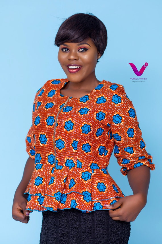 peplum african print tops