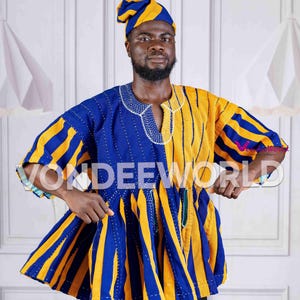 Tiyumba- Northern Ghana Smock Fugu | African Men’s Fugu Batakari Jacket,Smock Kente for Men, Ghana Smock, Ghana Batakari, Ghana Fugu smock