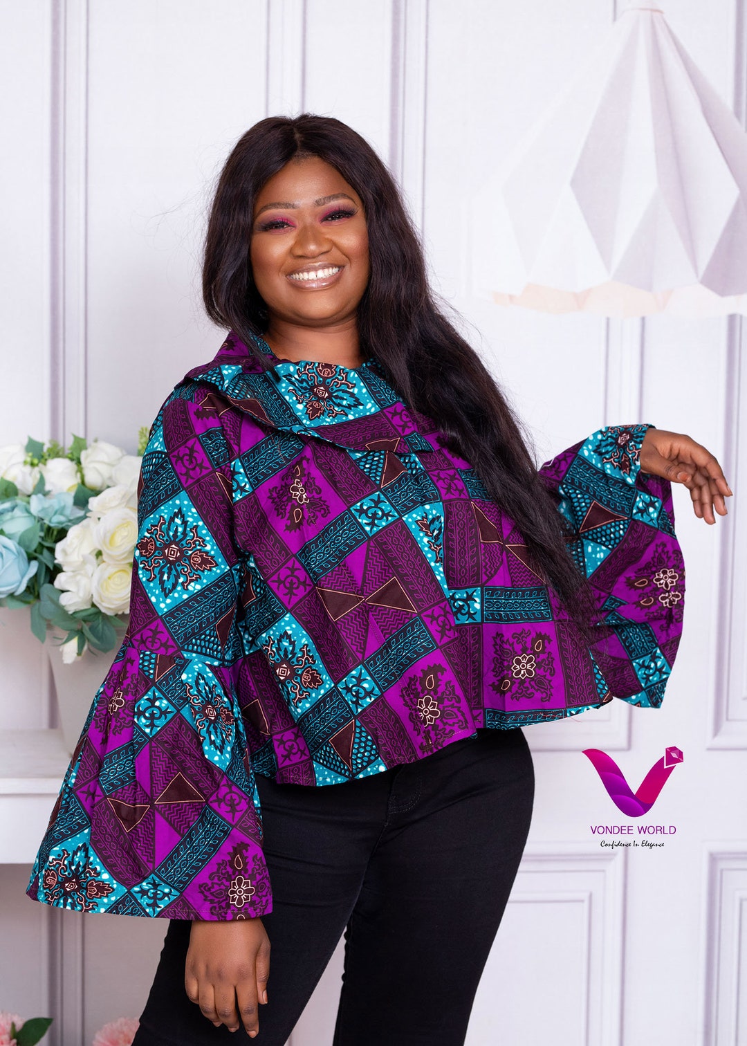 Anasah Kitenge Blouse African Fabric Blouse| Ankara Long