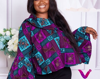Anasah Kitenge Blouse | African Fabric Blouse| Ankara Long sleeves top for women | Ankara blouse, Ankara clothing for women, Afro print