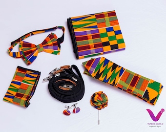 11# Abrantie African Print Tie|Handmade Tie, Kente Ankara Tie set , lapel pin,pocket square, African tie, Ankara Necktie, Handmade necktie,