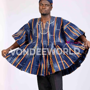 Sayibu- Northern Ghana Smock Fugu | African Men’s Fugu Batakari Jacket,Smock Kente for Men, Ghana Smock, Ghana Batakari, Ghana Fugu smock