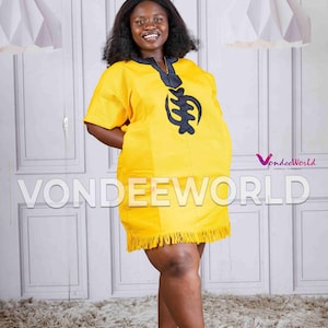 Gye Nyame Smock Dress |African Smock Dress |Ghana Smock |African tunic | Women Fugu Dress |African Fabric |African Fugu | Women Batakari