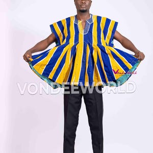 Bola– Sleeveless Fugu Batakari Smock| African Men’s Fugu Batakari Jacket,Smock Kente for Men, Ghana Smock, Ghana Batakari, Ghana Fugu smock