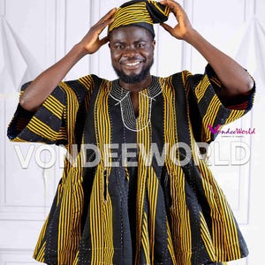 Salpawuni- African Smock Fugu | African Men’s Fugu Batakari Jacket,Smock Kente for Men, Ghana Smock, Ghana Batakari, Ghana Fugu smock