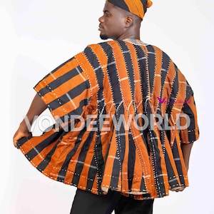 Adamu- Northern Ghana Smock Fugu | African Men’s Fugu Batakari Jacket,Smock Kente for Men, Ghana Smock, Ghana Batakari, Ghana Fugu smock