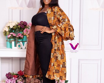 Amma African Print Maxi Blazer | African print Maxi blazer dress, Ankara blazer, ketene Maxi Blazer, African clothing for women