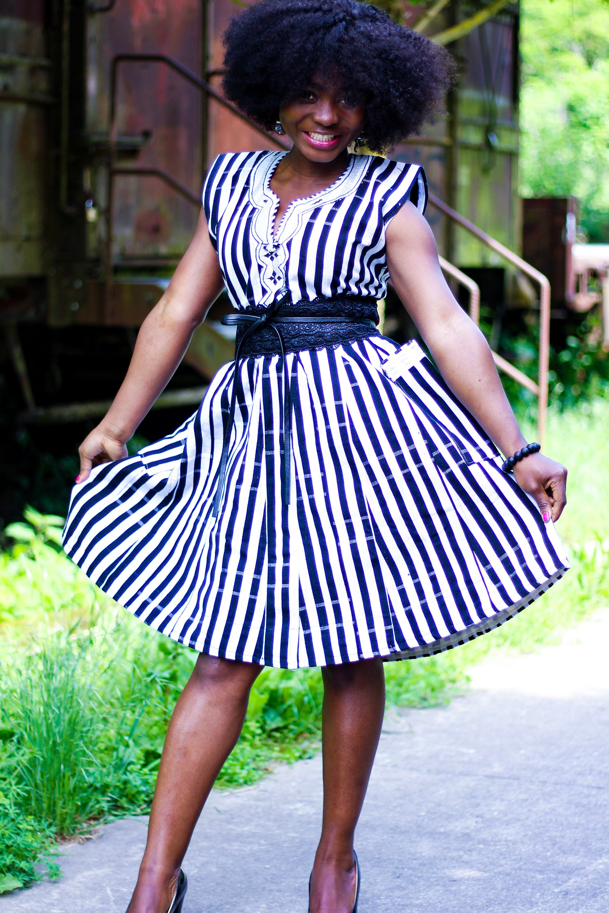 Daliri Sleeveless Smock Midi Dress| Smock Dress | Women Batakari Dress | African Smock Dress | Ghana Smock Dress | Ankara Designs