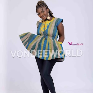 Zoosim Smock Blouse | Sleeveless Smock Top| African smock Fugu | Women Batakari | African Smock Dress | Ghana Smock Dress | | African tunic