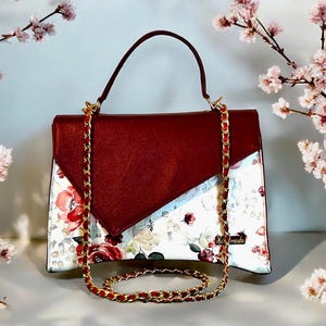 Le sac Kiara - Élégant sac en cuir végétalien artisanal avec accents floraux, édition limitée