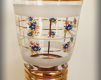 1950's hand painted glass vase