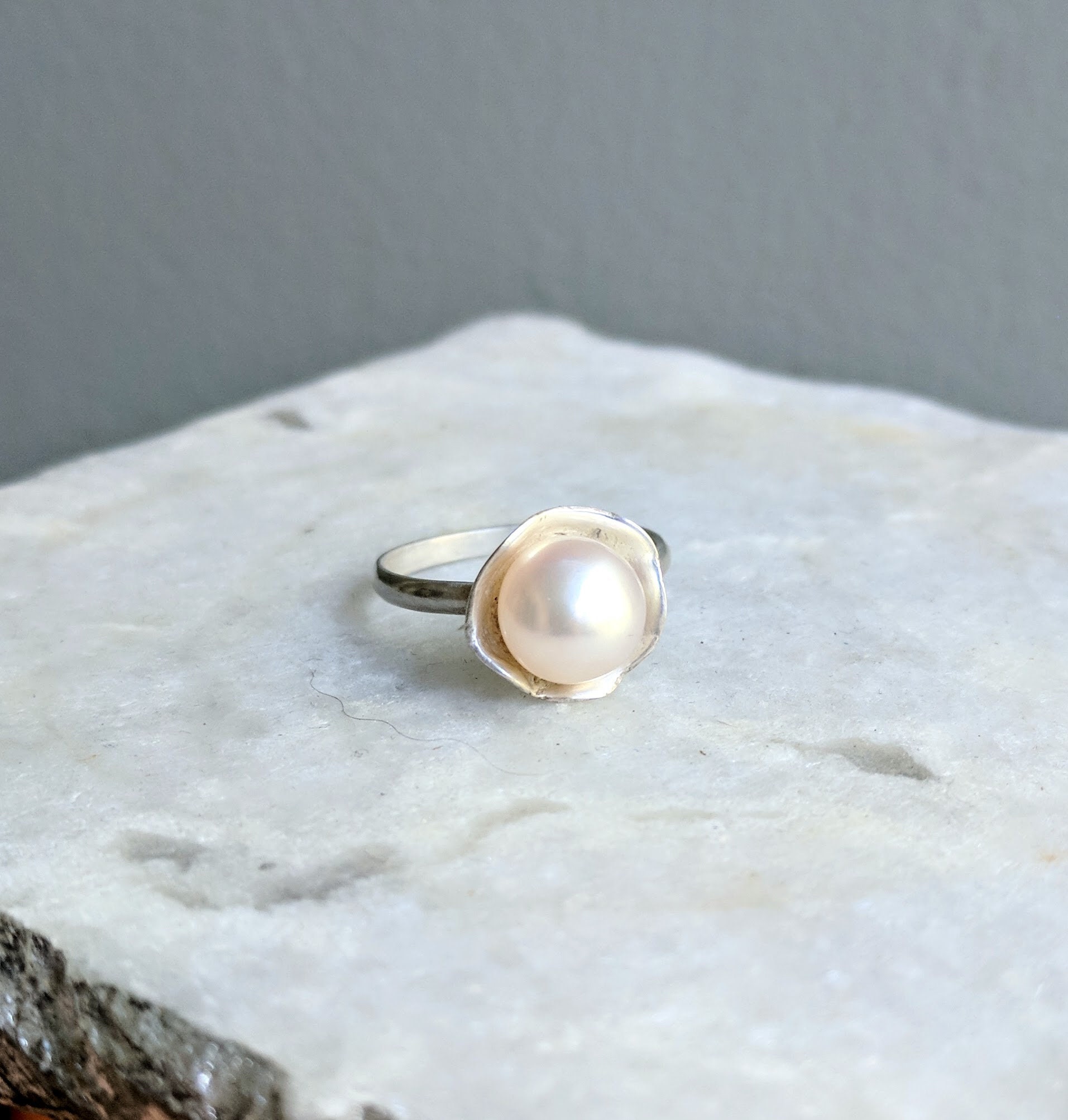 Pearl Engagement Ring. Mermaid Ring. Unique Engagement Ring. - Etsy