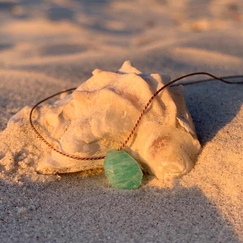 Amazonite Necklace Briolette Necklace Silk Cord Jewelry Dainty Gemstone Necklace Crystal Necklace Gift for Girlfriend valentines day Women