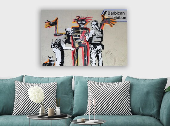 CANVAS WALL ART Framed Print BANKSY Basquiat Graffiti Various Sizes