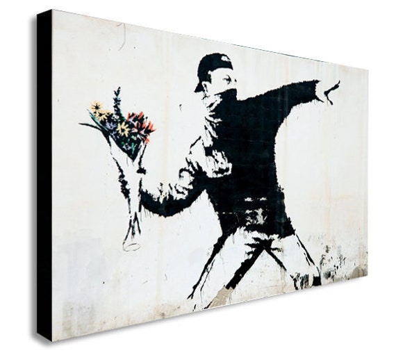 Various Sizes CANVAS WALL ART Picture Print HE LOVES ME BANKSY