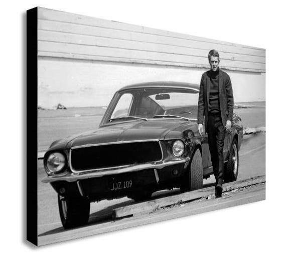 Portrait Movie Film Actor Steve Mcqueen Smoking Cool Canvas Art Print