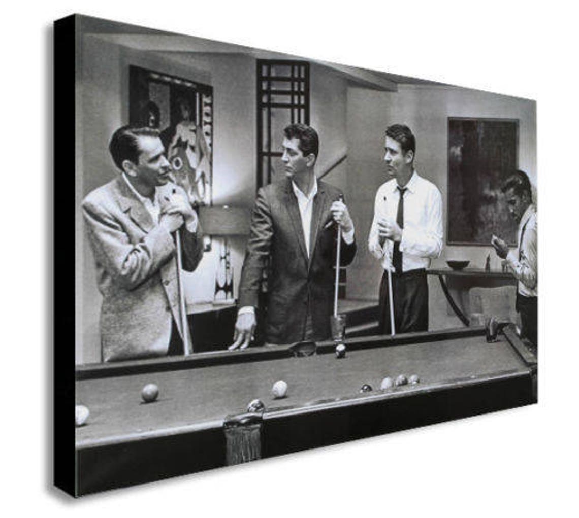 The Rat Pack Playing Pool Canvas Wall Art Framed Print Etsy