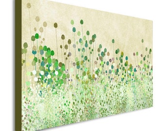 Green Poppy Buds Abstract Canvas Wall Art Print - Various Sizes