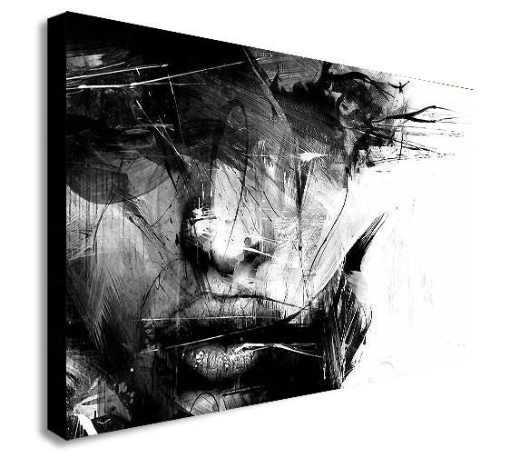 Abstract Black and White Female Face Canvas Wall Art Framed | Etsy
