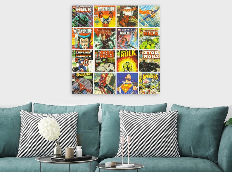 Comic Book Collage Canvas Picture Framed Wall Art Print Etsy