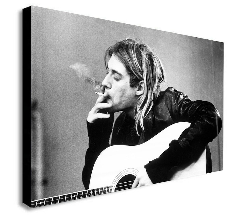 Kurt Cobain Smoking Nirvana Canvas Wall Art Framed Print Etsy