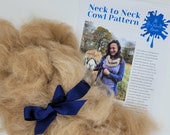 From Alpaca Neck to Yours fibre and pattern kit, British alpaca neck fibre, cowl knitting pattern for handspun yarn