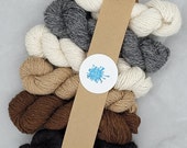 Alpaca Yarn Mini Skein Sets / Undyed Pure Natural Locally Sourced British Yarn for Knitting, Weaving and Crochet / Grey, Brown, Black White