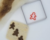 DIY Festive Coasters Needle Felting pack -  Gingerbread Man Coaster, local British wool Castlemilk moorit