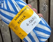 Regia 4-ply Sock Yarn 100g Colour 05395 White, blue striped self patterning