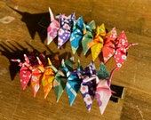 Tiny Hand Folded Origami Paper Crane Hair Clips / Slow Fashion / Unique Hand Made Barrette / Party Favour / Birthday Christmas Gift