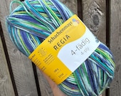 Regia 4-ply Sock Yarn 100g Colour 07205 White, blue, yellow, Green, stripes self patterning