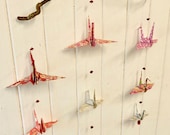Hand Folded Origami Paper Crane Mobile / Unique Hand Made Home Decoration / Miniature Origami Birds