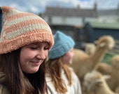 Everyday Ears Hat Knitting Kit / Natural and Hand Dyed Chunky British Cheviot Yarn / Knitting Pattern / Slow Fashion / Circular Needles