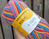 Regia 4-ply Sock Yarn 100g Colour 03726 stripes pink orange red blue self patterning stripes